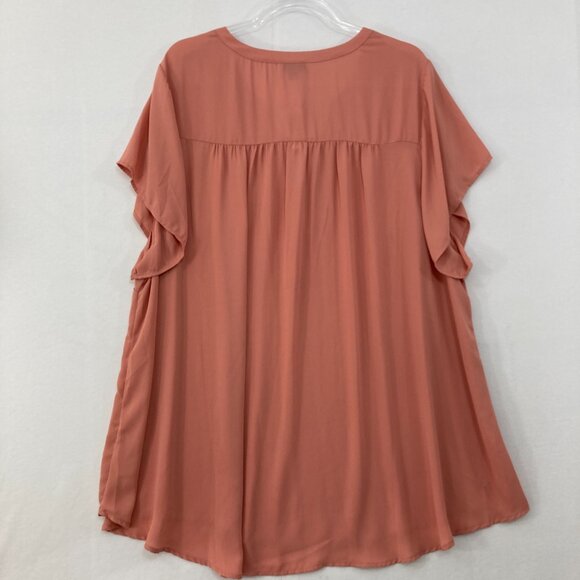 New Torrid size 4X Dusty Rose Split Neck Soft Flowy Short Sleeve Top Office Work - Picture 8 of 9